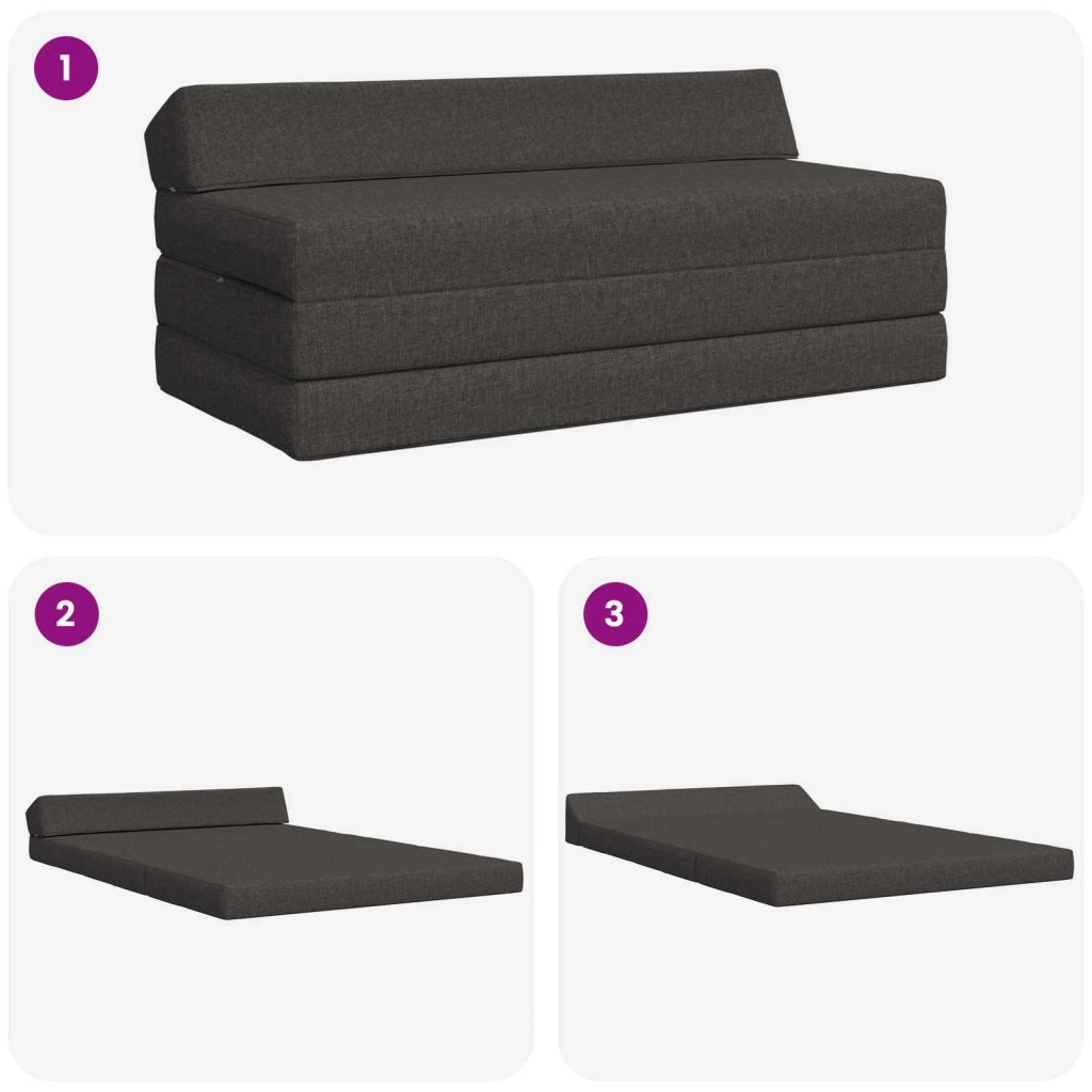 Divano Letto Pieghevole Grigio Scuro 120 x 60 x 49 cm Tessuto