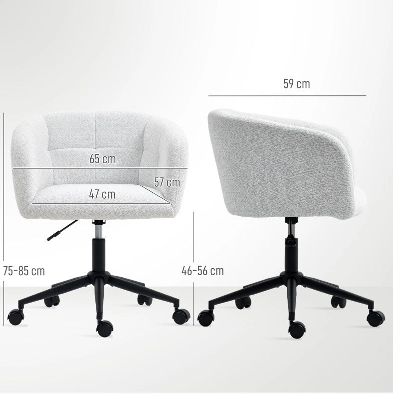 Sedia da ufficio girevole imbottita color crema