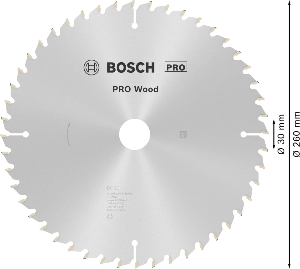 Bosch 1x Lama per sega circolare PRO Wood a filo per troncatrici (per Legno tenero, Legno duro, Ø mm, Professional Accessorio Troncatrice)