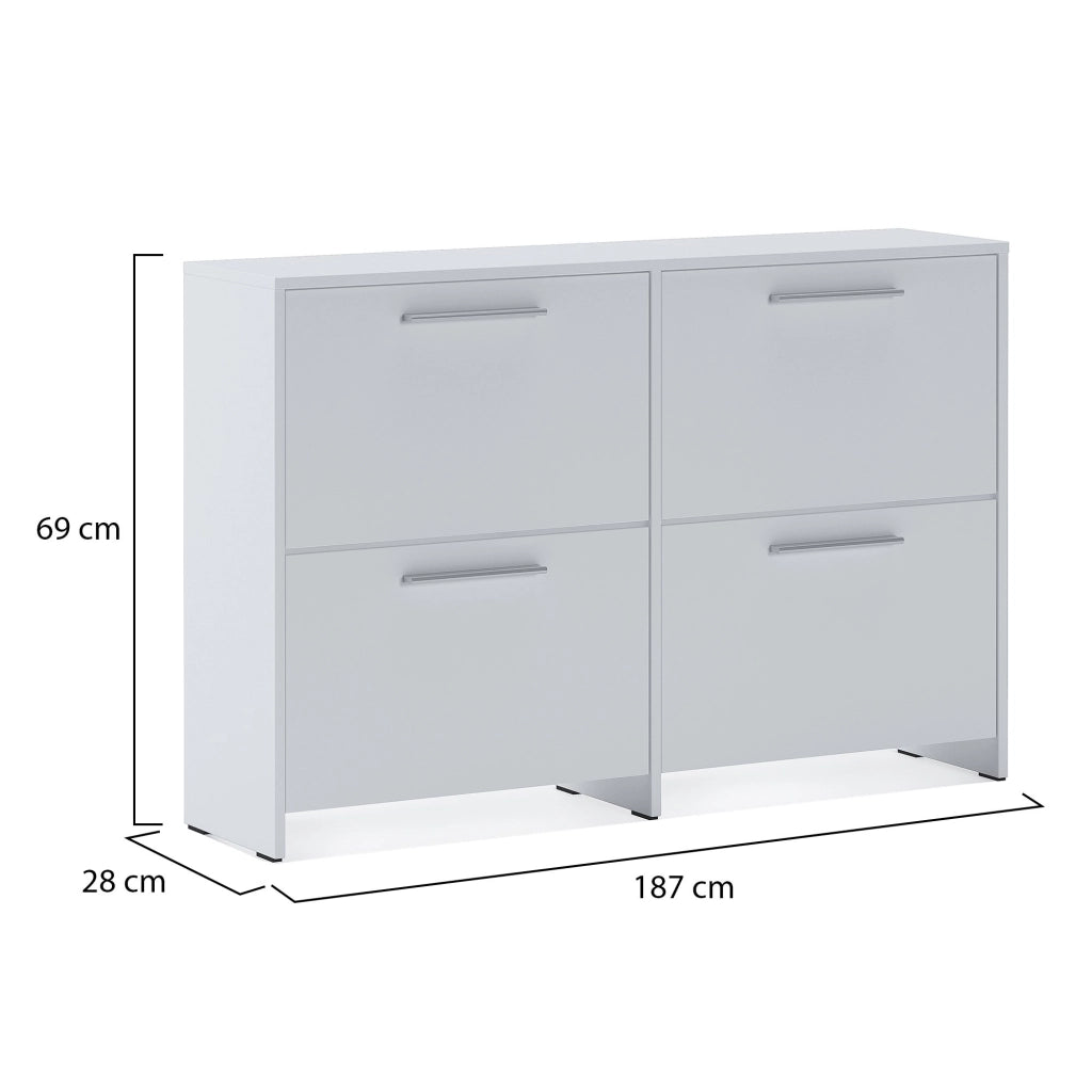 Mobile Portascarpe Moruzzo, Scarpiera 4 Ripiani, 120x28x79h cm Bianco