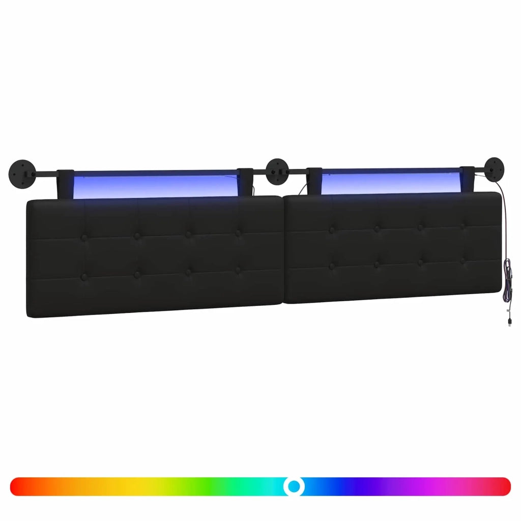 Testiera sospesa Con luce LED Nero Similpelle