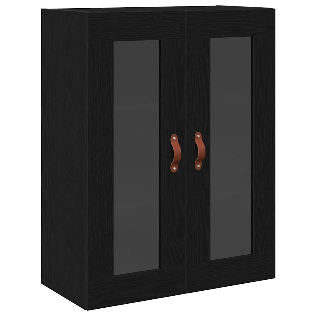 Credenza | Armadietto alto con ripiano 2 pcs Rovere Nero Legno multistrato