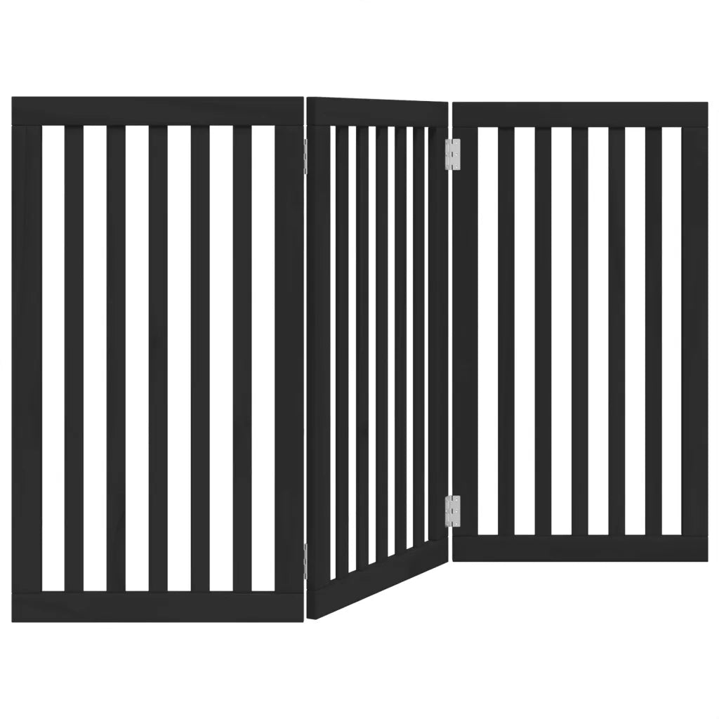 Cancello per Cani Pieghevole 3 Pannelli Nero 150cm Legno Pioppo CFW5721496