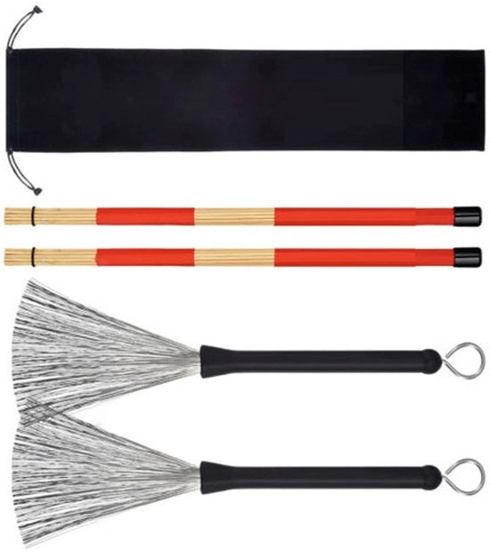 Drumstick Flexibili - Sostegno per Bastoncini a Percussione - Set di Pennelli per Batteria - Disegno Ripiegabile - In Acciaio Inossidabile - Disegno di Anello di Sospensione - Pennelli per Batteria
