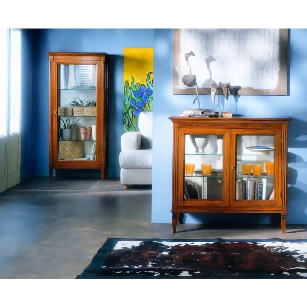 Vetrina classica in legno 2 porte finitura bassano l.106 p.41 h.100 - Mobili 2G