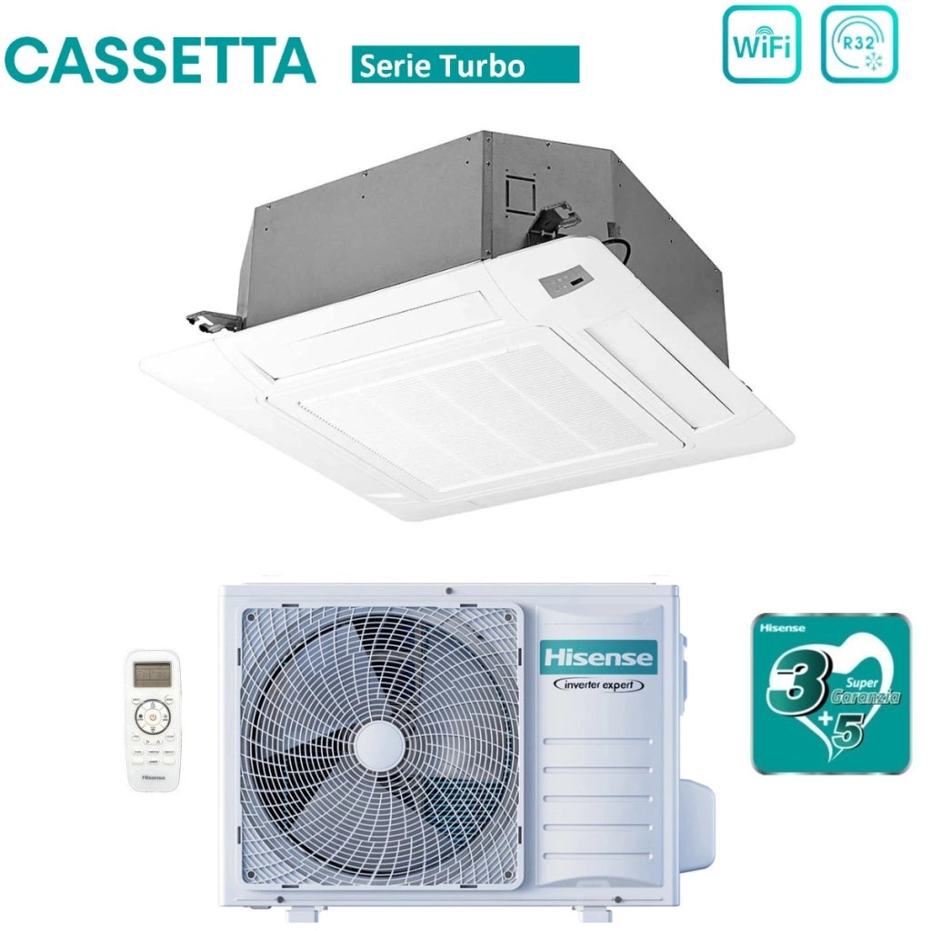 Condizionatore a Cassetta Hisense Turbo 9000 Btu ACT26UR4RCC8 R-32 Wi-Fi Optional con Telecomando e Pannello Incluso