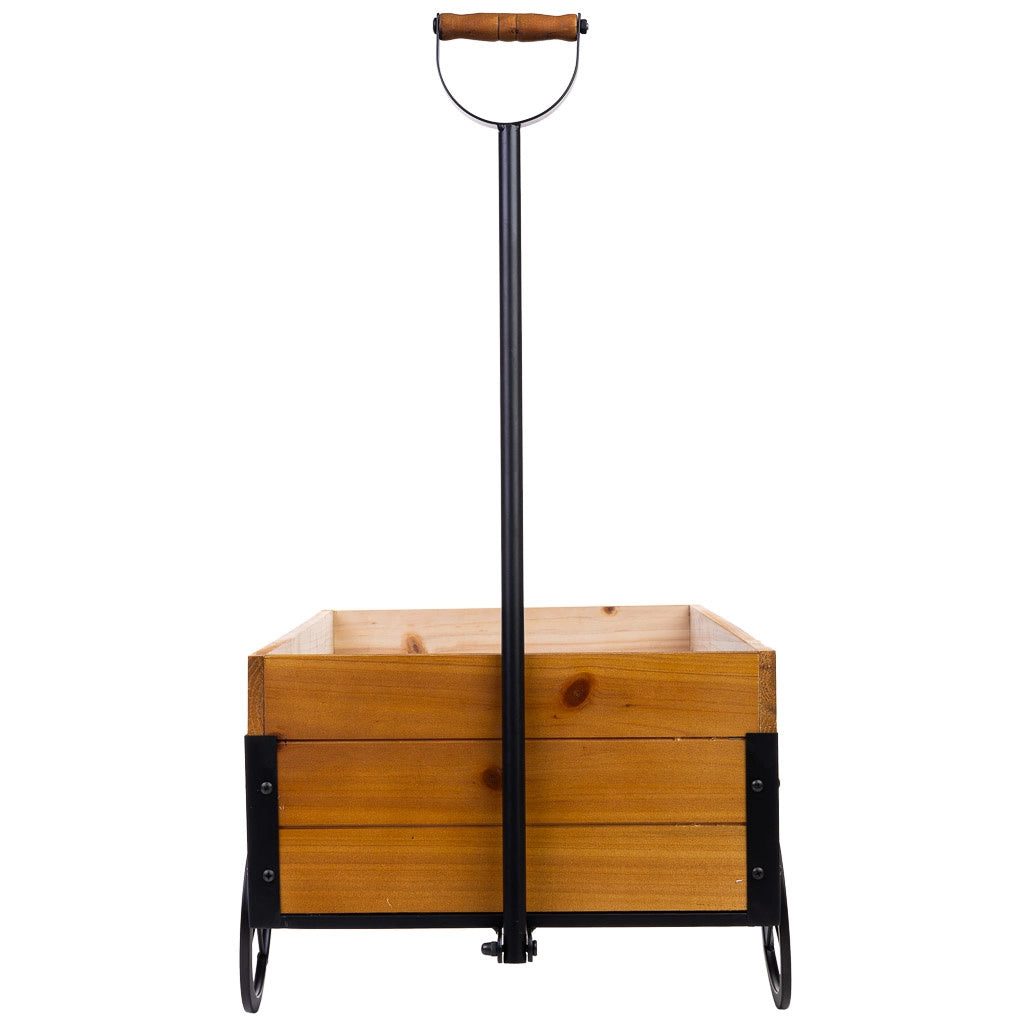 Carriola in legno e metallo con maniglia di traino 63x39,5x72h cm