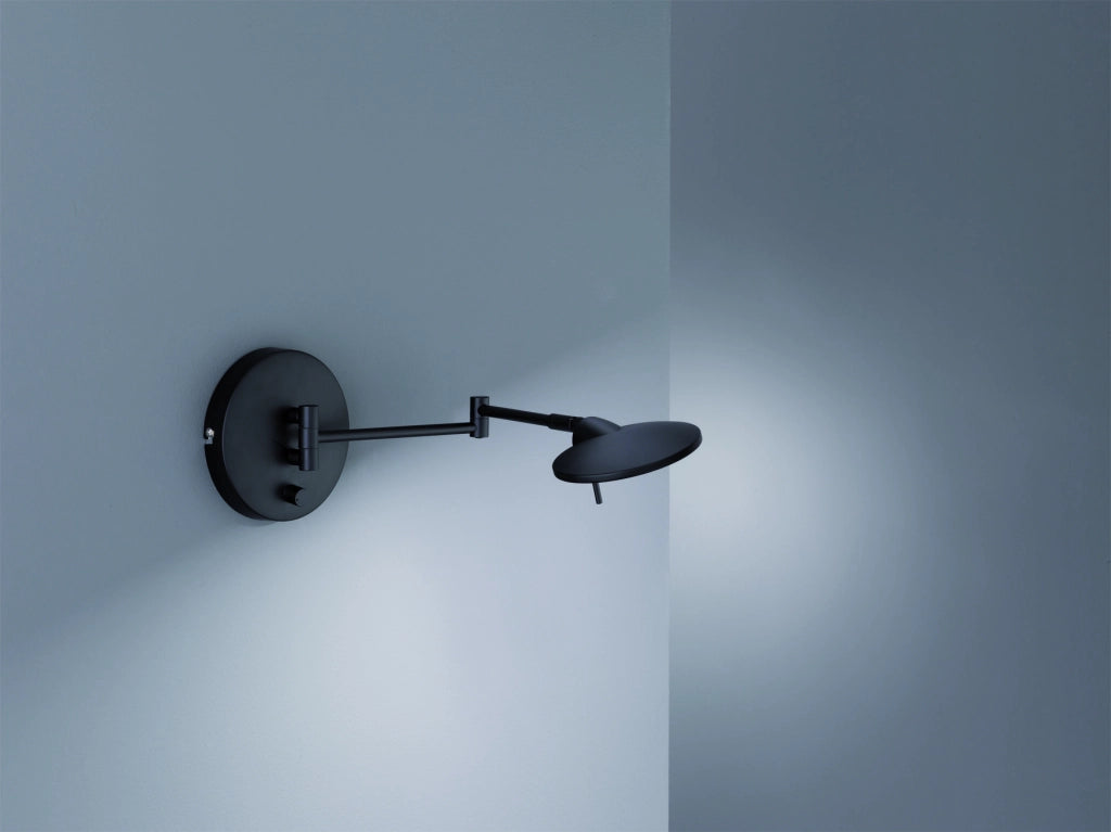 Applique Led Parete Interno Doppio Braccio Snodabile Nero Kazan GD Trio