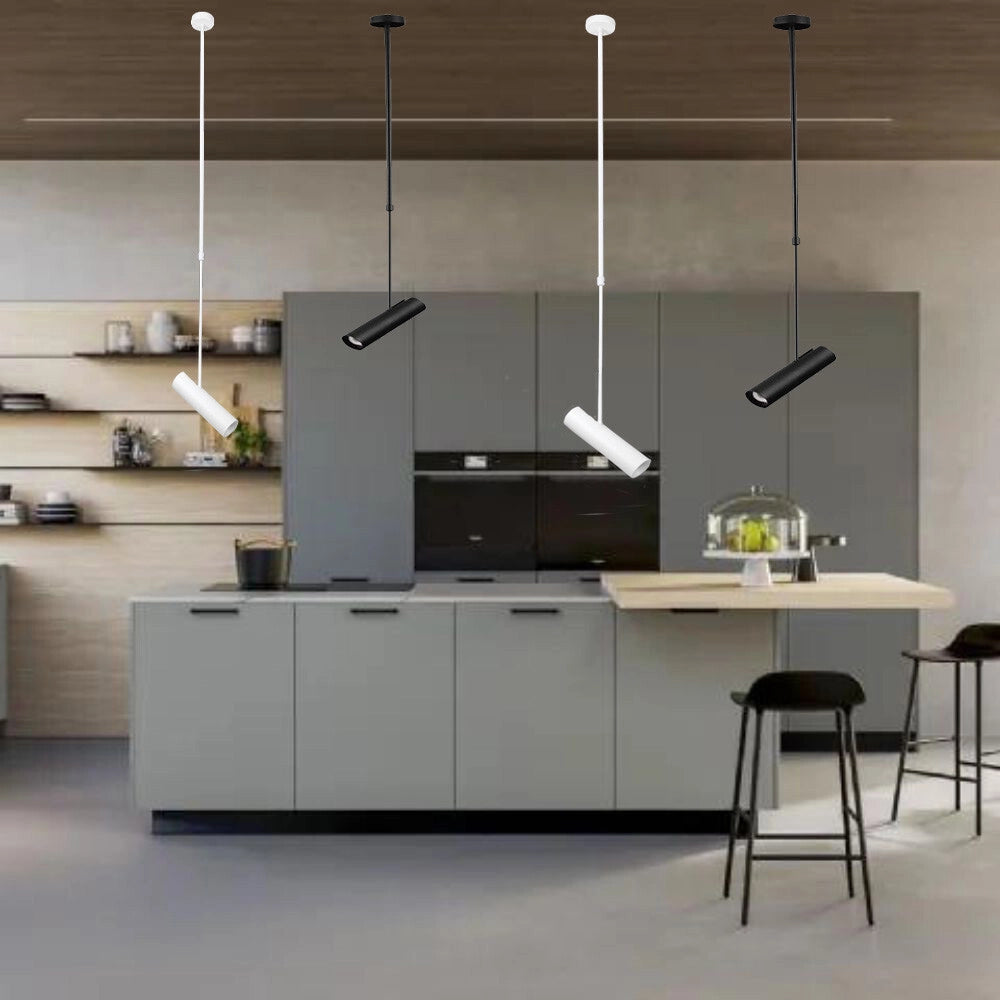 Trade Shop - Lampadario Portafaretto Pendente A Sospensione Lampada A Cilindro Gu10 Asta Regolabile 209 -