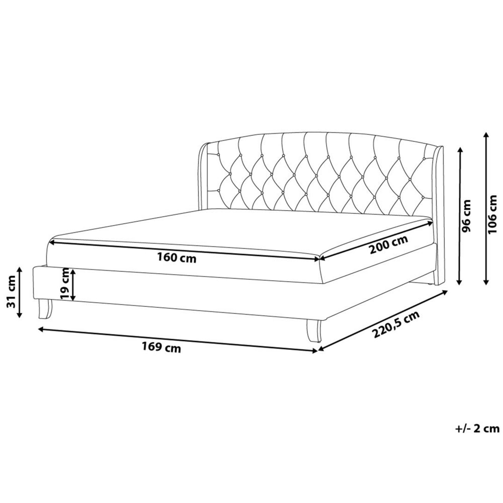 Letto a doghe Tessuto di poliestere grigio Poggiatesta trapuntato imbottito 160 x 200 cm Design moderno