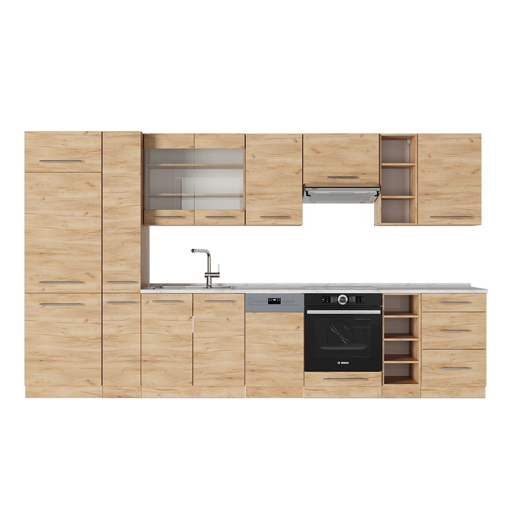 Vicco Cucina componibile Quercia dorata 355 cm , PL Marmo