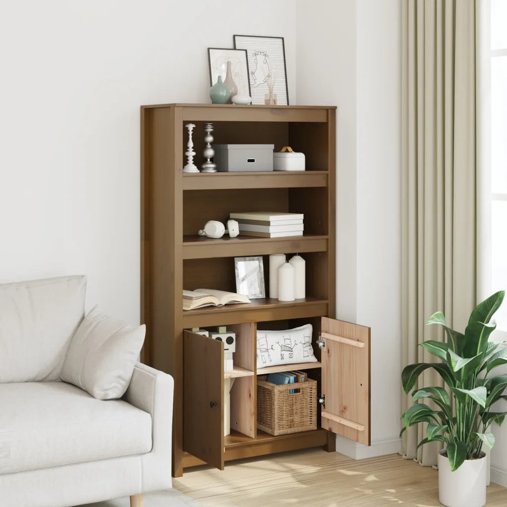 Credenza Miele 80x35x154 cm in Legno Massello di Pino