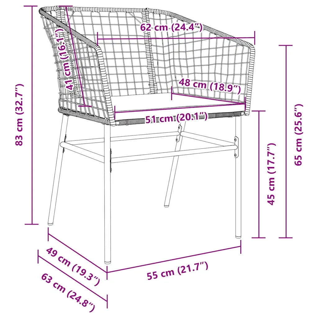 Set da Pranzo per Giardino 5 pcs Nero polyrattan 3380905