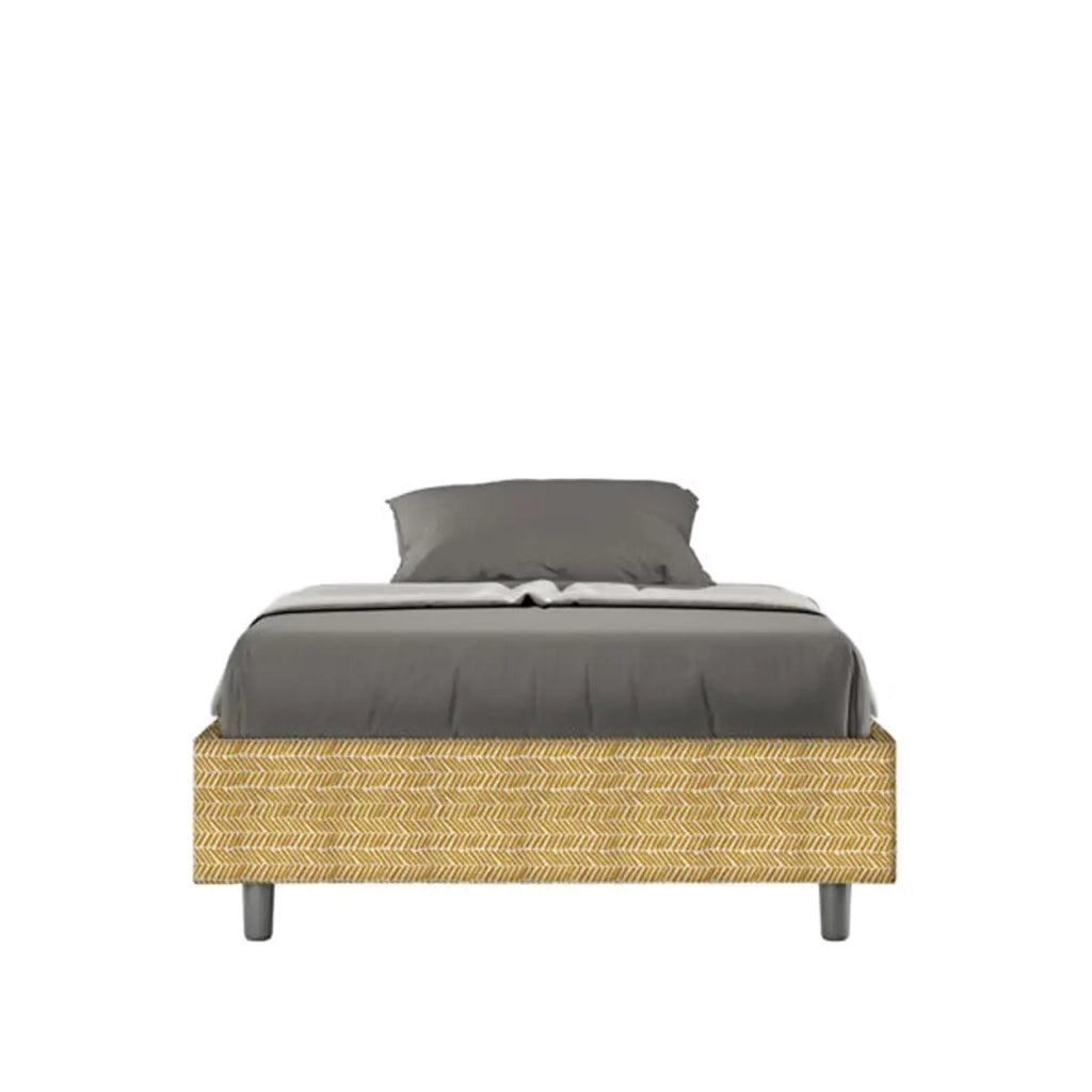 Letto una piazza e mezza con rete imbottito 120x210 tessuto Aragona 3 giallo Azelia