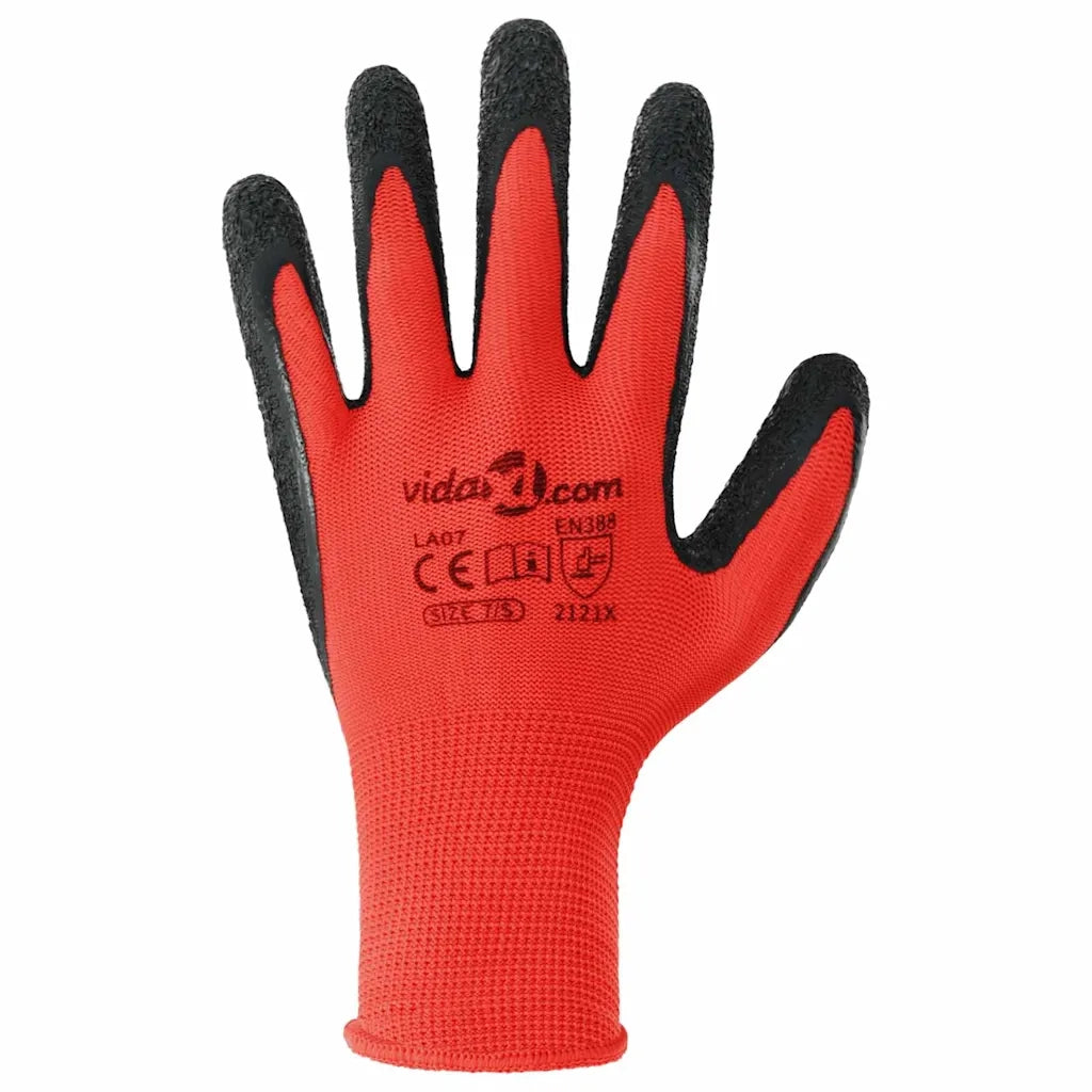Guanti da Lavoro 24 pz Rosso e Nero 7 / S CFW9044426