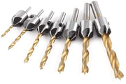 Set di Forbici a Spinta per Legno 7 Frazioni - Attrezzo per Trapano - Trapano a Spinta - Acciaio al Carbonio - Chiave a Sei Denti - Diametro 3-10 mm - Set di Trapani