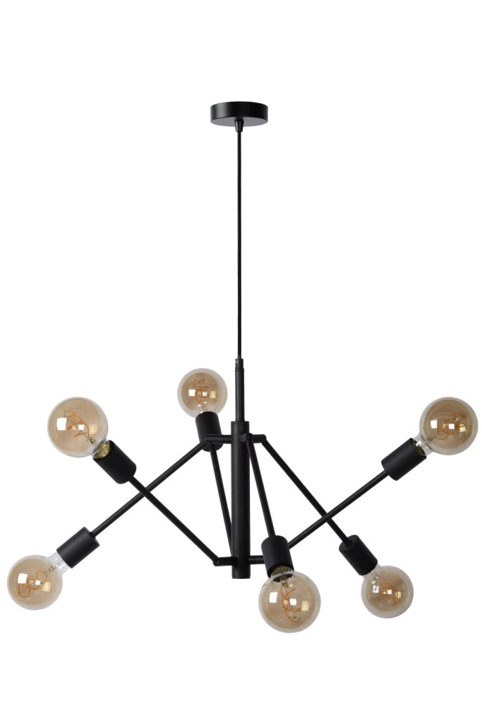 Lucide Lester lampadario nero 6xE27 dimmerabile max 40W