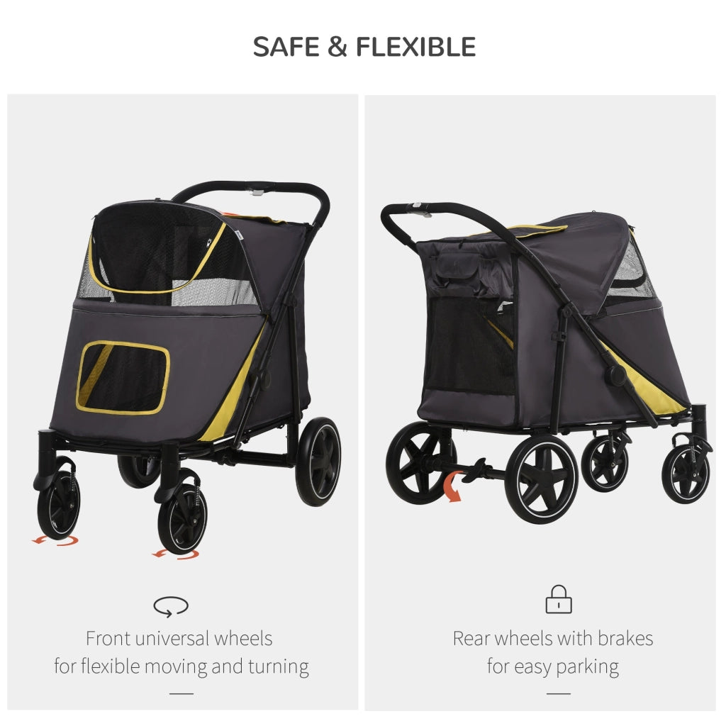 Passeggino per Cani Pieghevole 112x65x100 cm in Tessuto Oxford Grigio