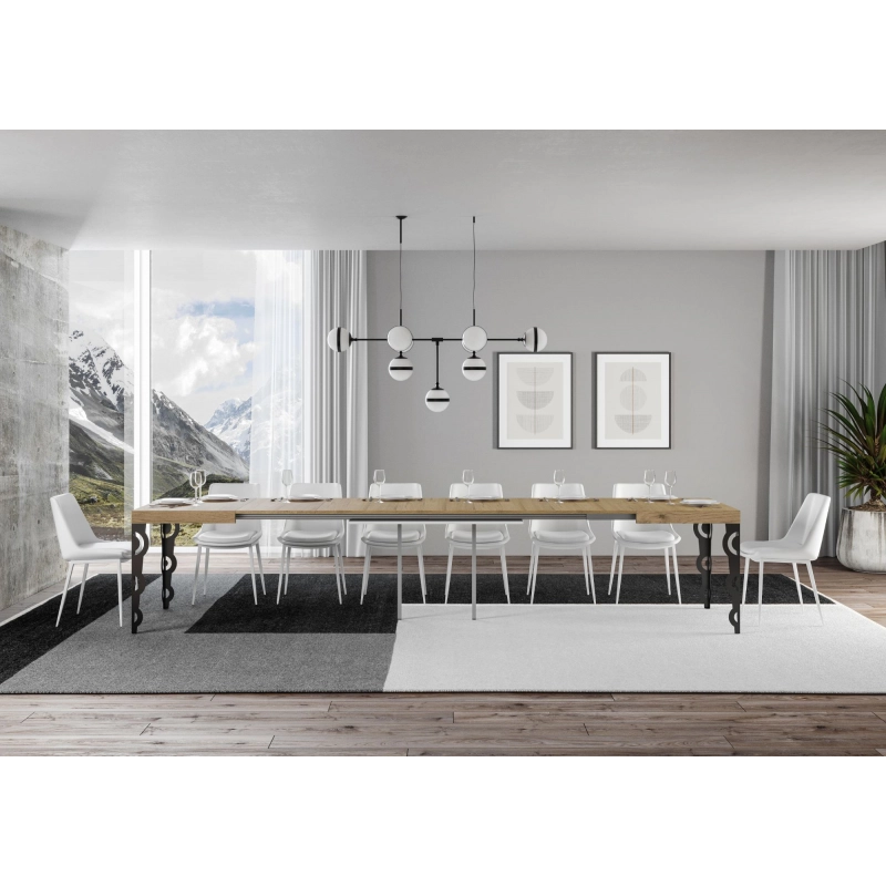 Tavolo allungabile 90x180/440 cm Karamay telaio Antracite - Quercia Natura