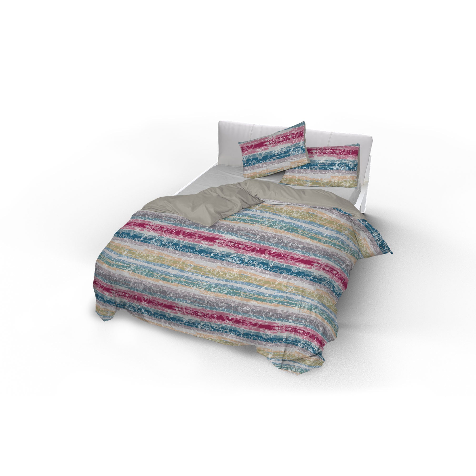 Copripiumino 1 Piazza e Mezzo con Federe Stampato Love Lines