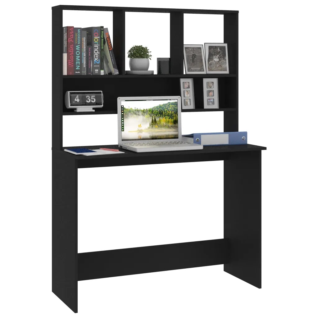 Scrivania con Mensole Nera 110x45x157 cm in Truciolato cod mxl 64364