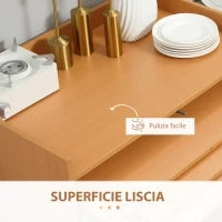 Tavolo Pieghevole da Pranzo max 5 Persone in Truciolato e Acciaio, 84x180x100 cm, color Legno