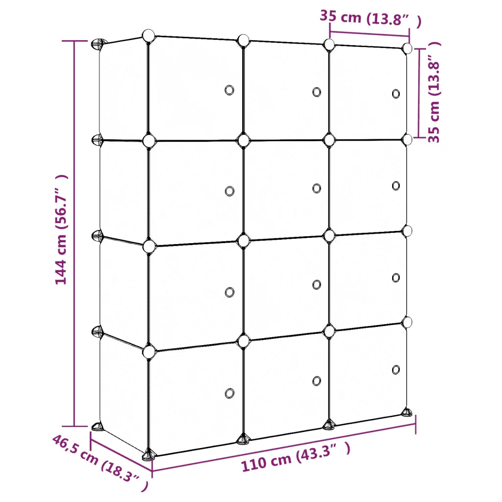 Mobile contenitore a cubo per bambini 110 x 46,5 x 144 cm struttura solida finitura in PP blu colorato 02_0047050