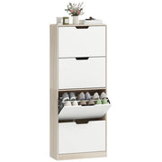 Scarpiera a 4 Cassetti Salvaspazio ¨C zephmum ¨C Legno e Bianco 62.5x26x156 cm