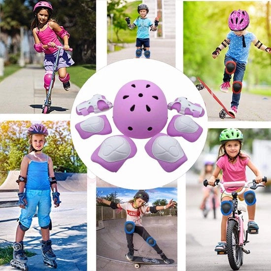Set di protezione per bambini, protezione per gomito, protezione per polso (protezioni per ginocchia, per skateboard, pattini a rotelle, bicicletta, sport)