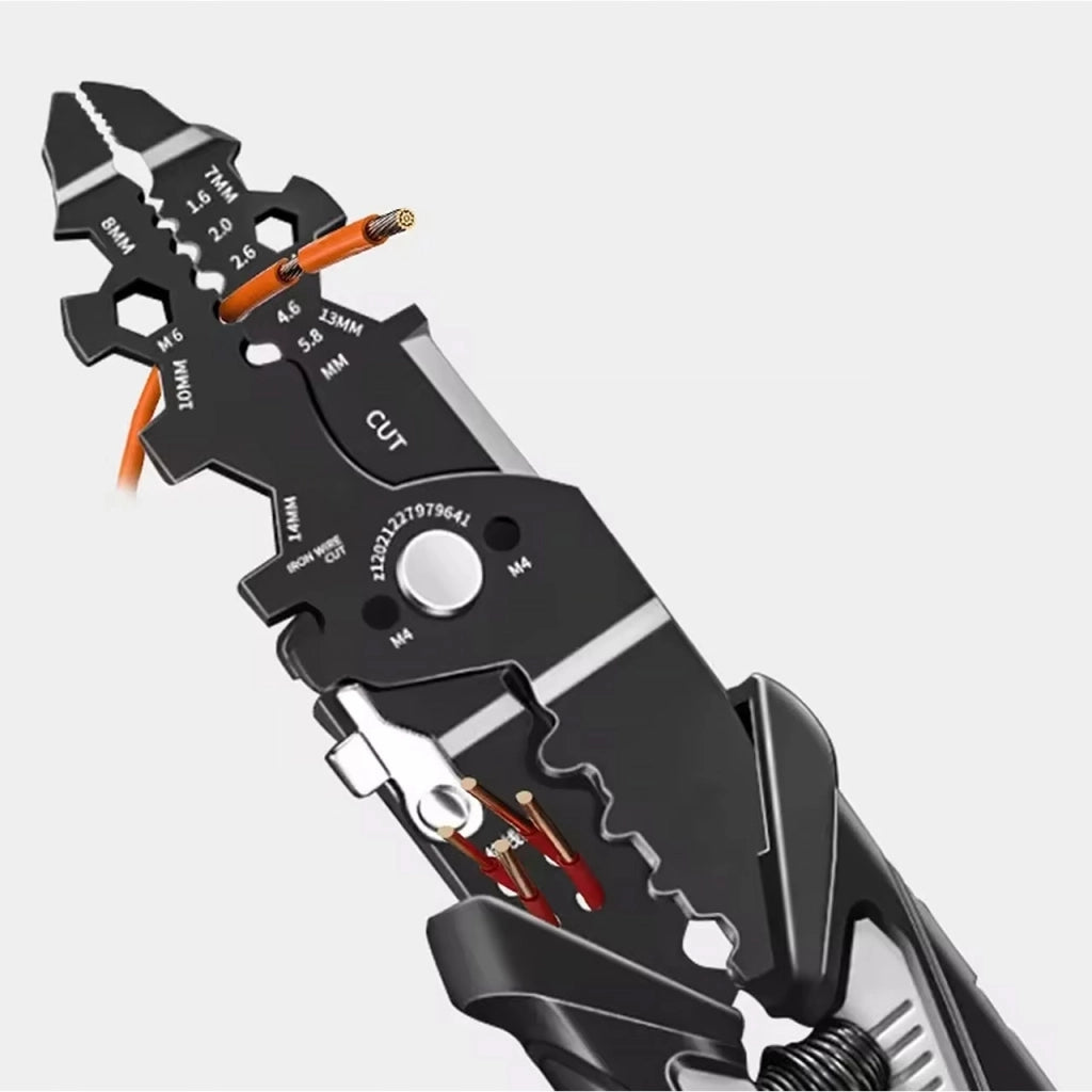 Pinza Elettricista 25 in 1 – Cr-V, 210 mm | Isolamento, Taglio, Crimpatura | Manico Antiscivolo, 240g | Gamma 1.6–5.8 mm
