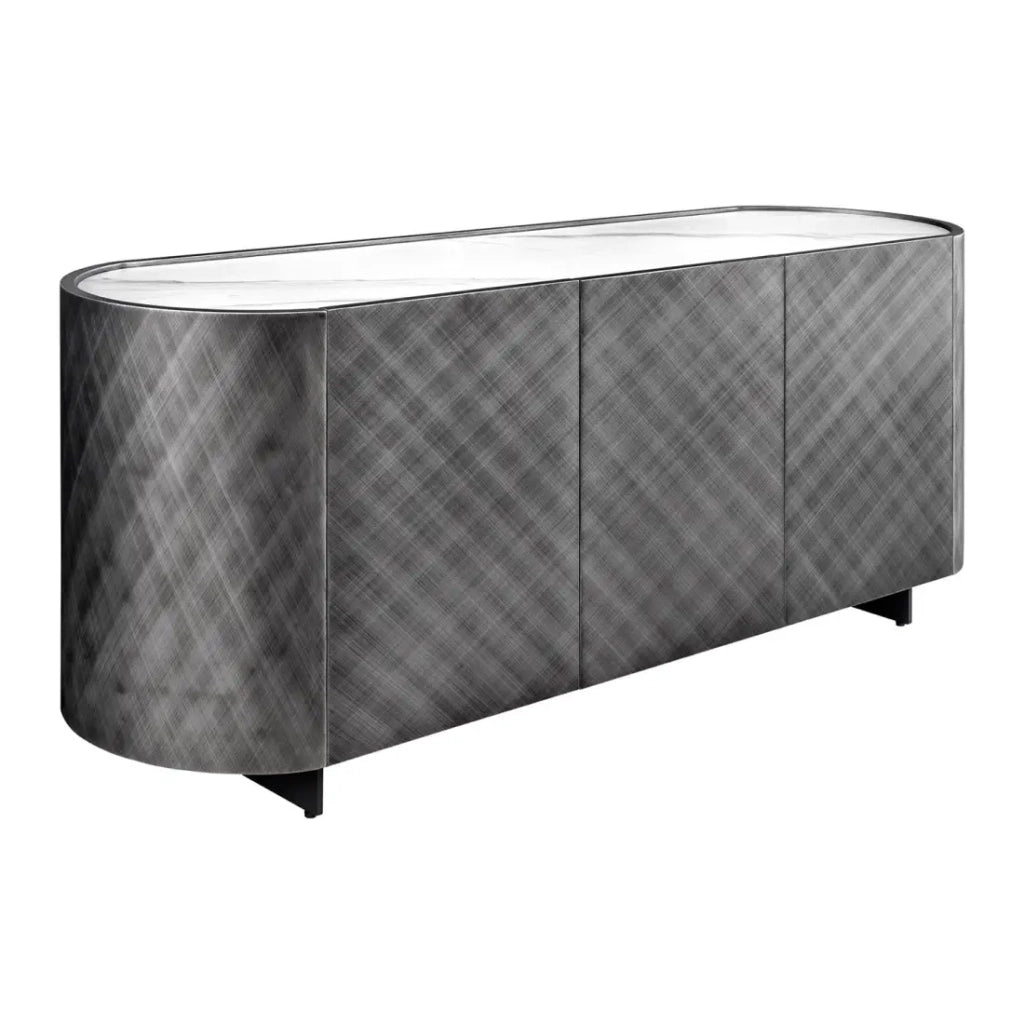 Buffet 150 cm 3 porte 1 cassetto grigio e marmo bianco – Collezione MILANO