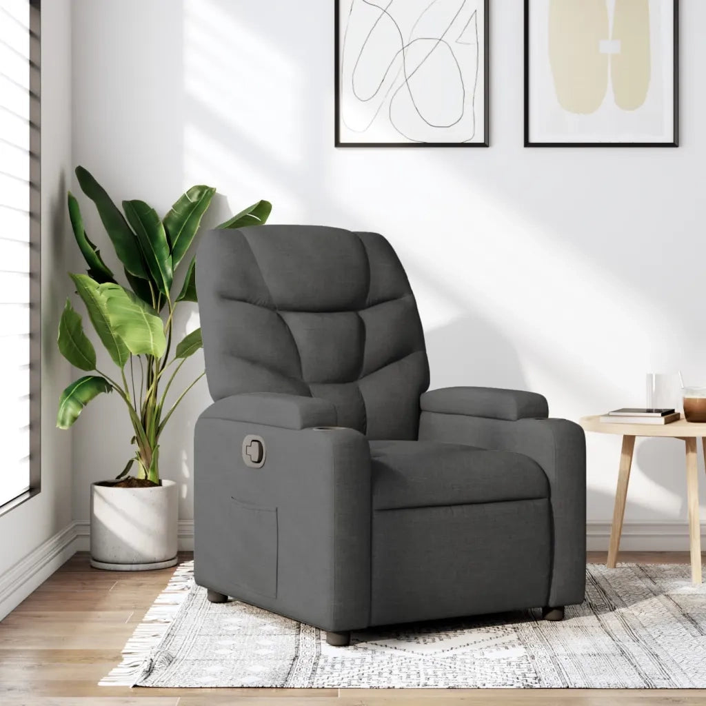 Divano Sedia-Poltrona reclinabile in tessuto grigio scuro 407072