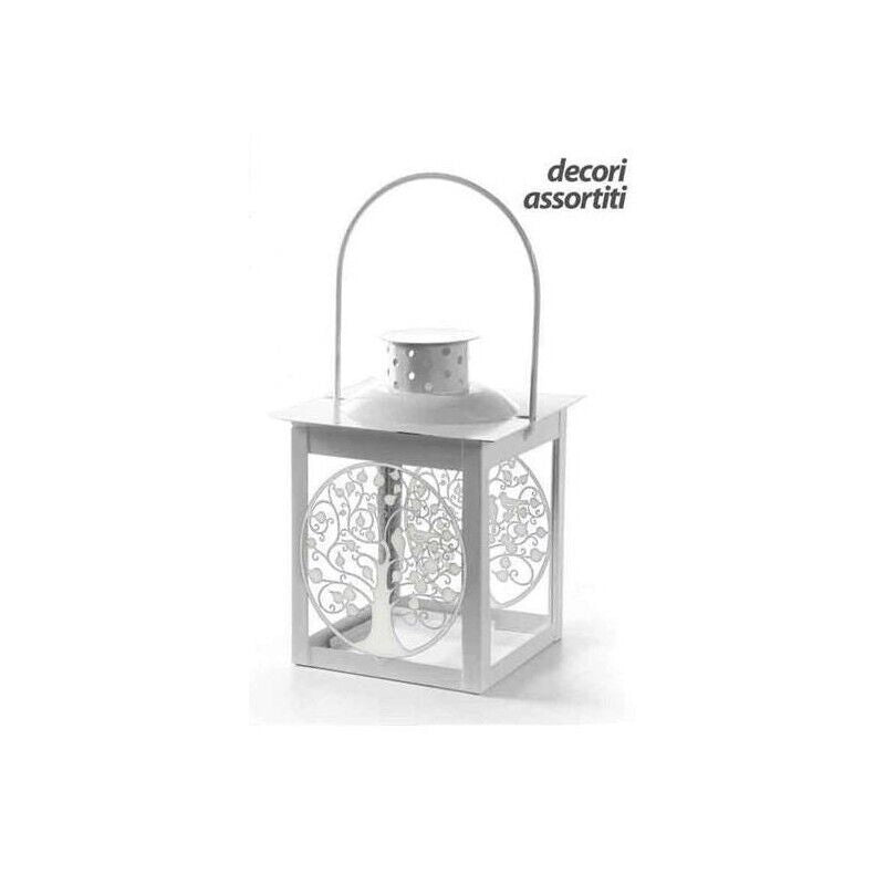 MINI LANTERNA BIANCA CON ALBERO DELLA VITA DECORI ASSORTITI 10X20H CM