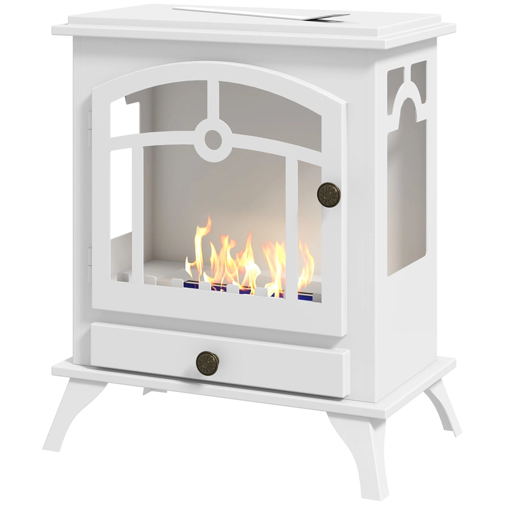 Camino a Bioetanolo da Pavimento con Serbatoio 0,9L ¨C zephmum ¨C 45x28x54cm Bianco