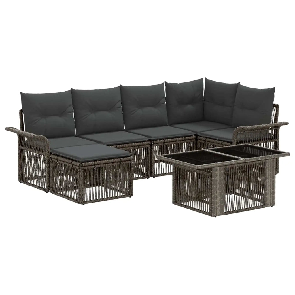 Set Divano da Giardino 7 pz Grigio e Grigio Scuro polyrattan 3436670
