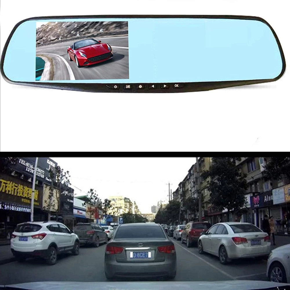 Trade Shop - Fotocamera Per Auto Specchio Touch Full Hd 5" Guida Con Doppio Obiettivo Qy-4500 -