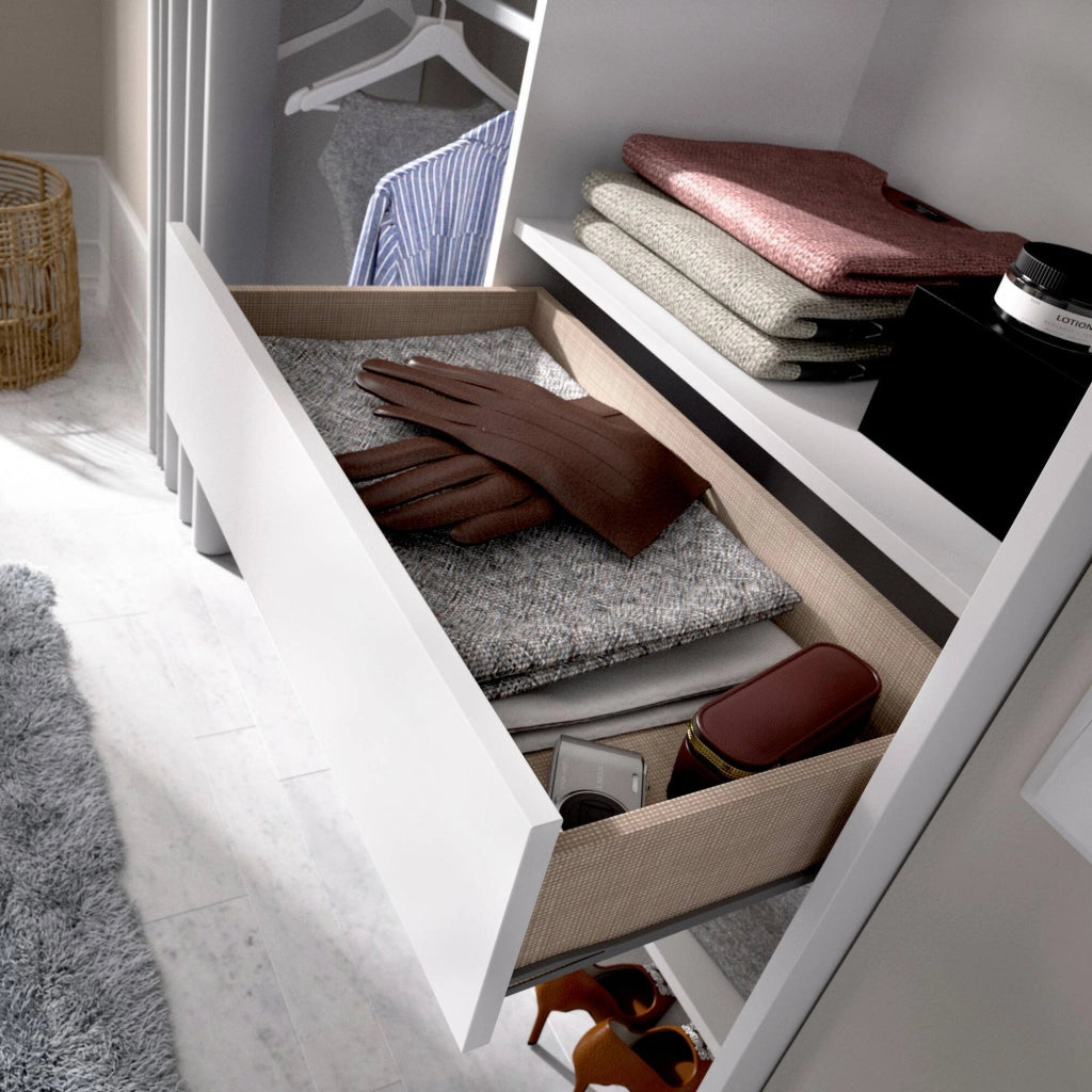 Guardaroba Arim, Struttura per cabina armadio, Mobile appendiabiti aperto, 160x50h205 cm, Bianco e Grigio