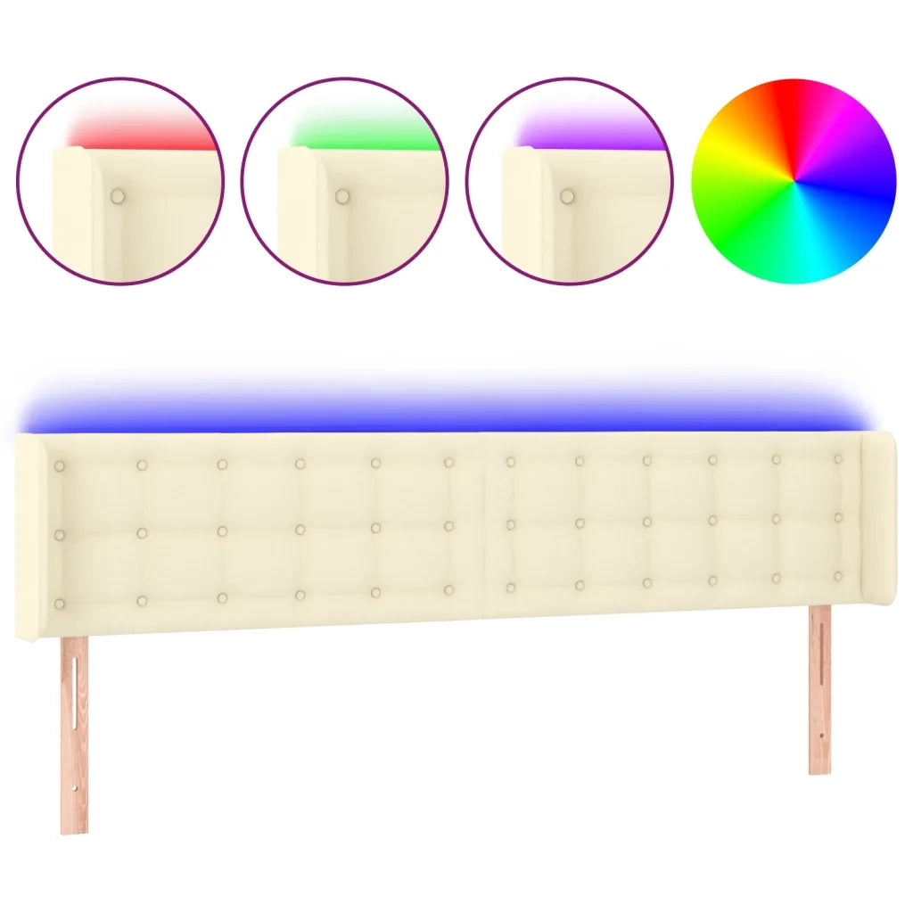 Testiera a LED Crema 163x16x78/88 cm in Similpelle cod mxl 48104