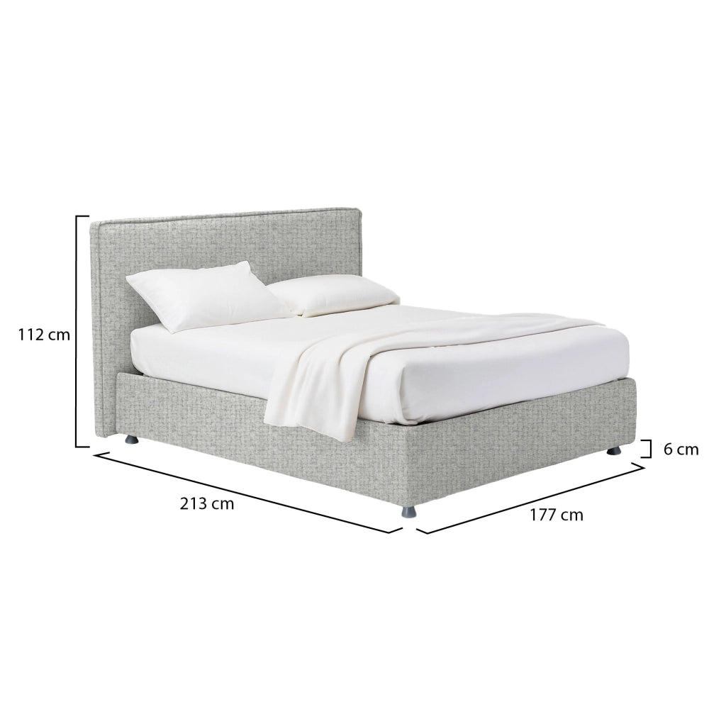 Lichfield, Letto Matrimoniale Sfoderabile Made in Italy, Grigio Chiaro