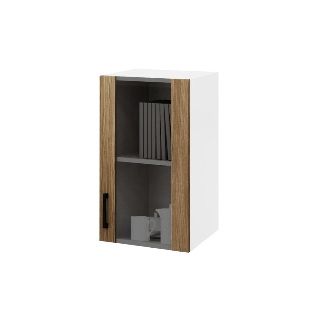 Pensile da cucina in legno nobilitato 1 anta vetrina Noce Naturale cm 40x32xH 72