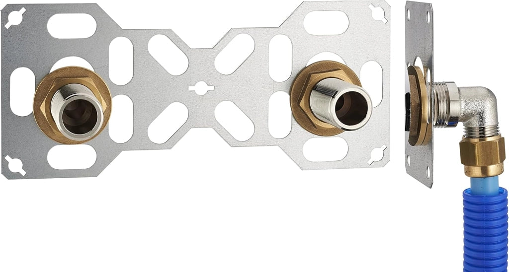 FIXSYSTEM Kit giradischi uscita paratia per tubo PER a crimpare Ø16 - uscite interasse 150 millimetri maschio 20x27 (3/4) per rubinetto doccia/vasca - Installazione visibile