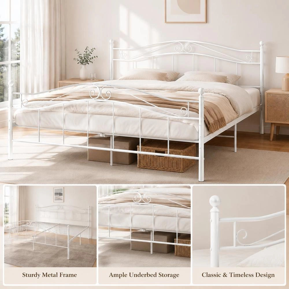 White Metal Bed 180x200 Cm