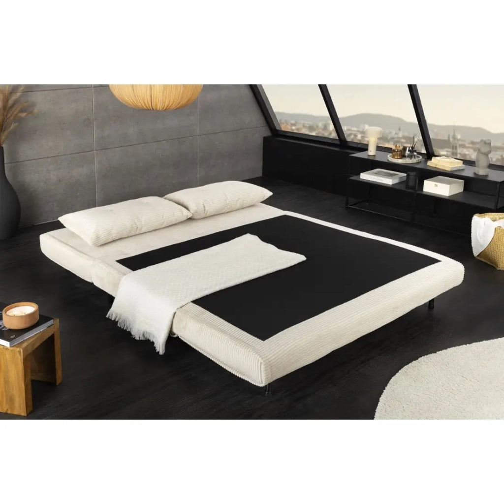 Divano trasformabile retto PRESTO bianco beige – Divano letto 2 posti