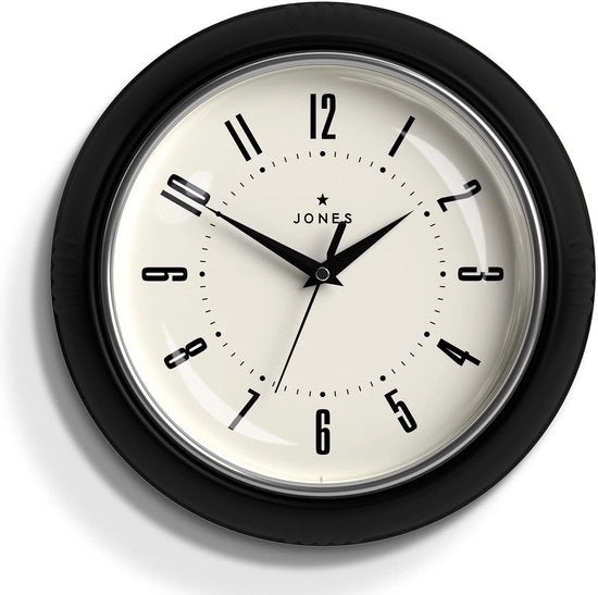 Orologio da Muro a Controllo Manuale, Design Retro, Ideale per la Cucina, Ufficio Casa, Camera da Letto 25cm (Nero)
