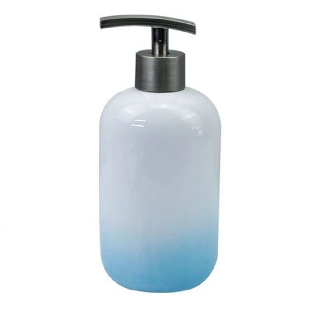 Trade Shop - Dispenser Portasapone Liquido Bianco Azzurro Accessori Bagno Moderno Arredo 59910 -