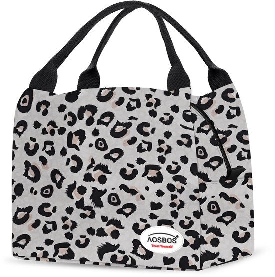 Tas per Picnic Leggera con Isolamento per Lavoro e Scuola Cerniera Impermeabile Ripiegabile 8,5L Pelle di Leopardo