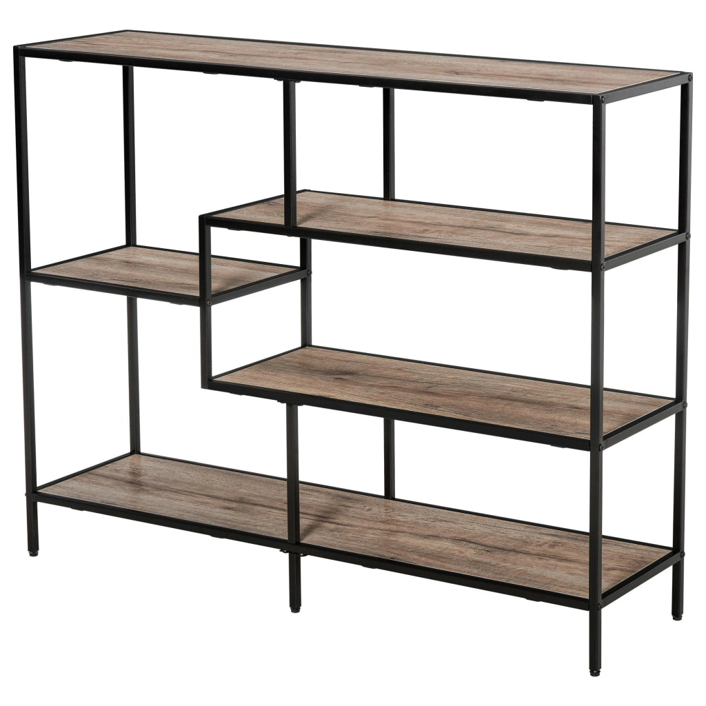 Libreria Scaffale 5 Ripiani 120x32x95 cm in Legno e Metallo  Nero