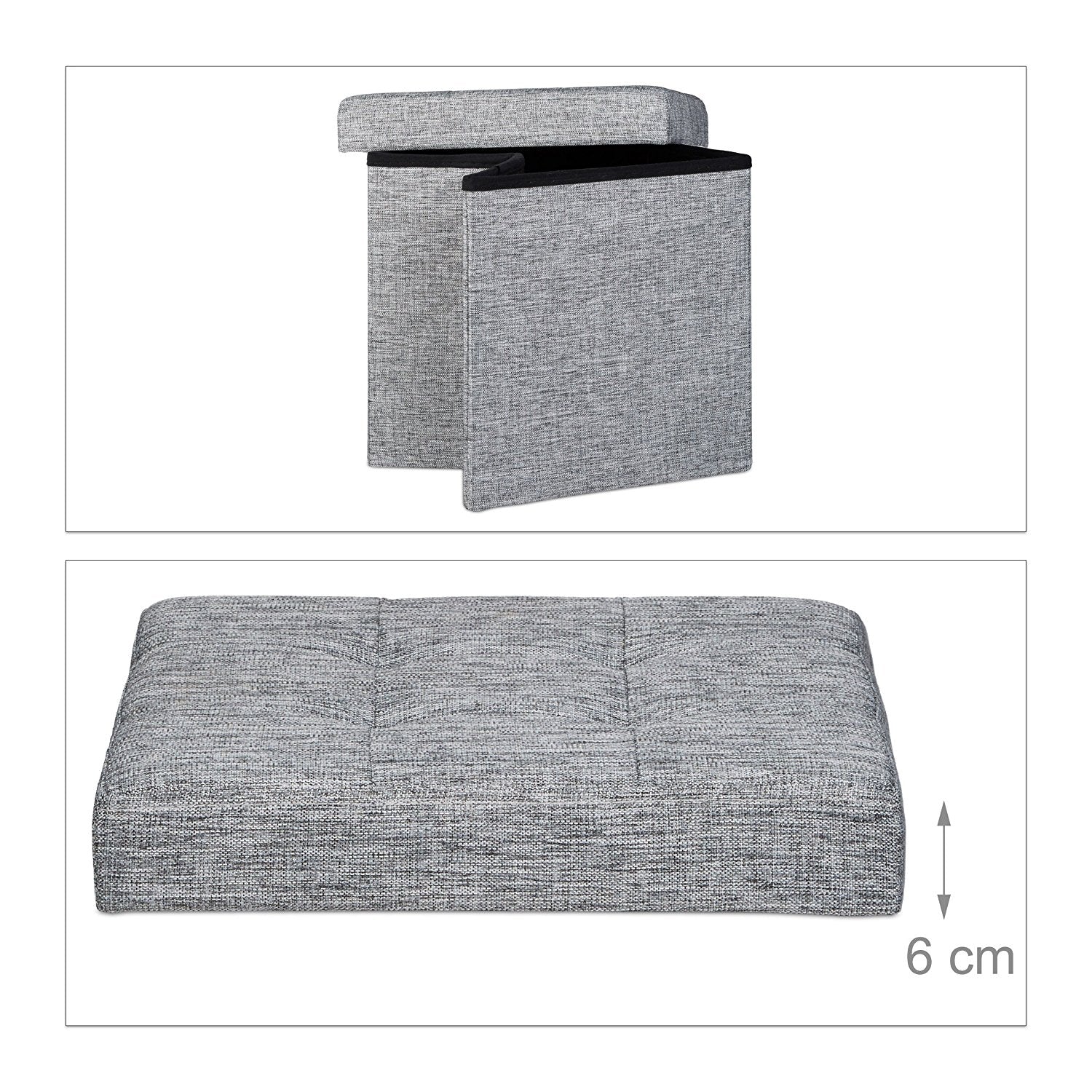 Pouf portaoggetti pieghevole sgabello pieghevole in lino 38 x 38 cm grigio 2013100