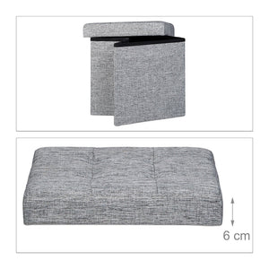 Pouf portaoggetti pieghevole sgabello pieghevole in lino 38 x 38 cm grigio 2013100
