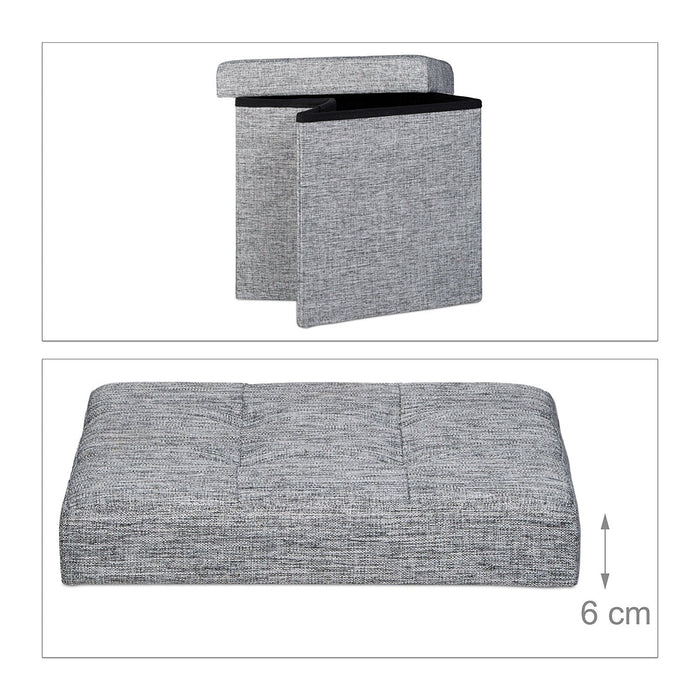 Pouf portaoggetti pieghevole sgabello pieghevole in lino 38 x 38 cm grigio 2013100